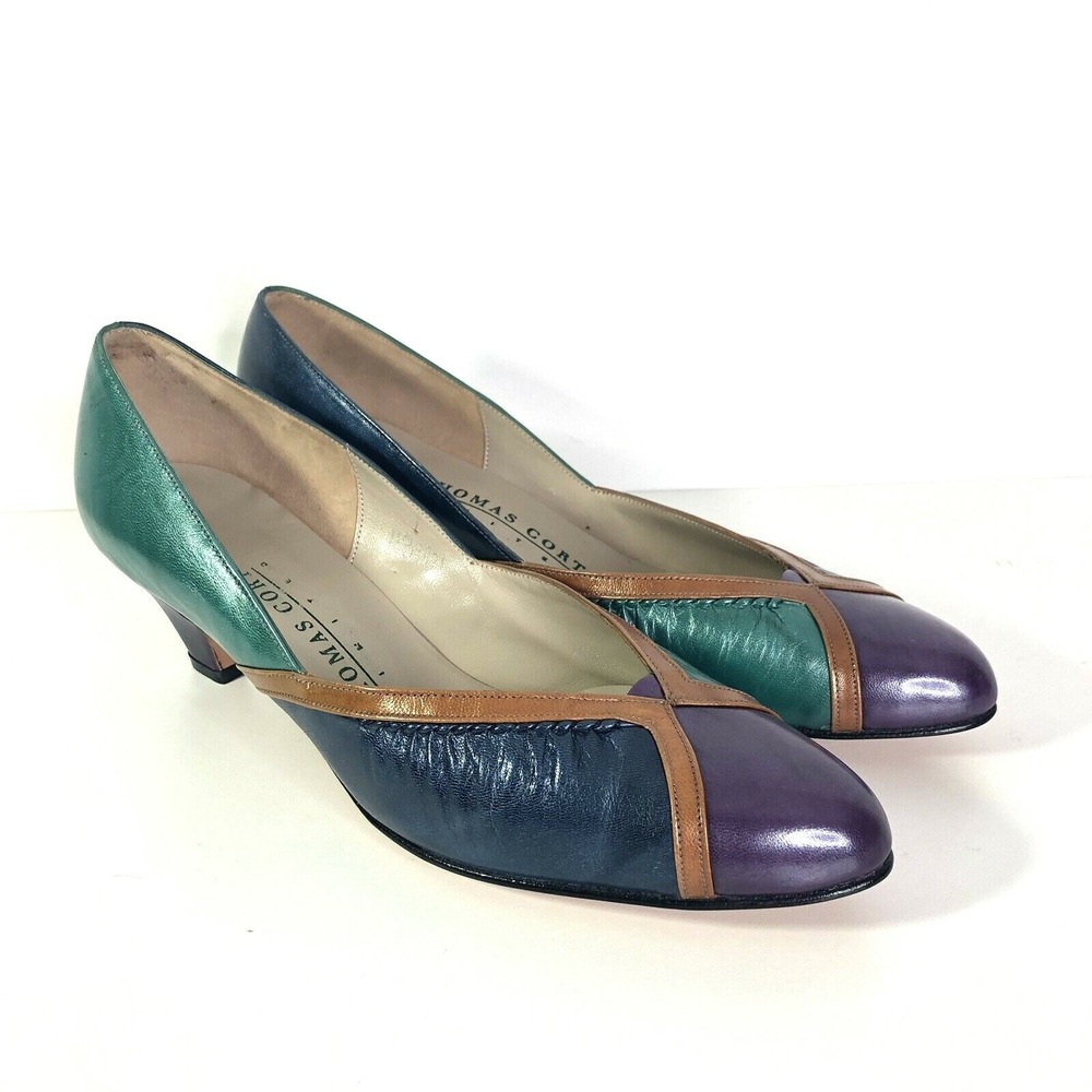 Thomas Cort Womens Shoes Multi-Color‎ Metallic Leather Pumps Vintage 8 B EUC